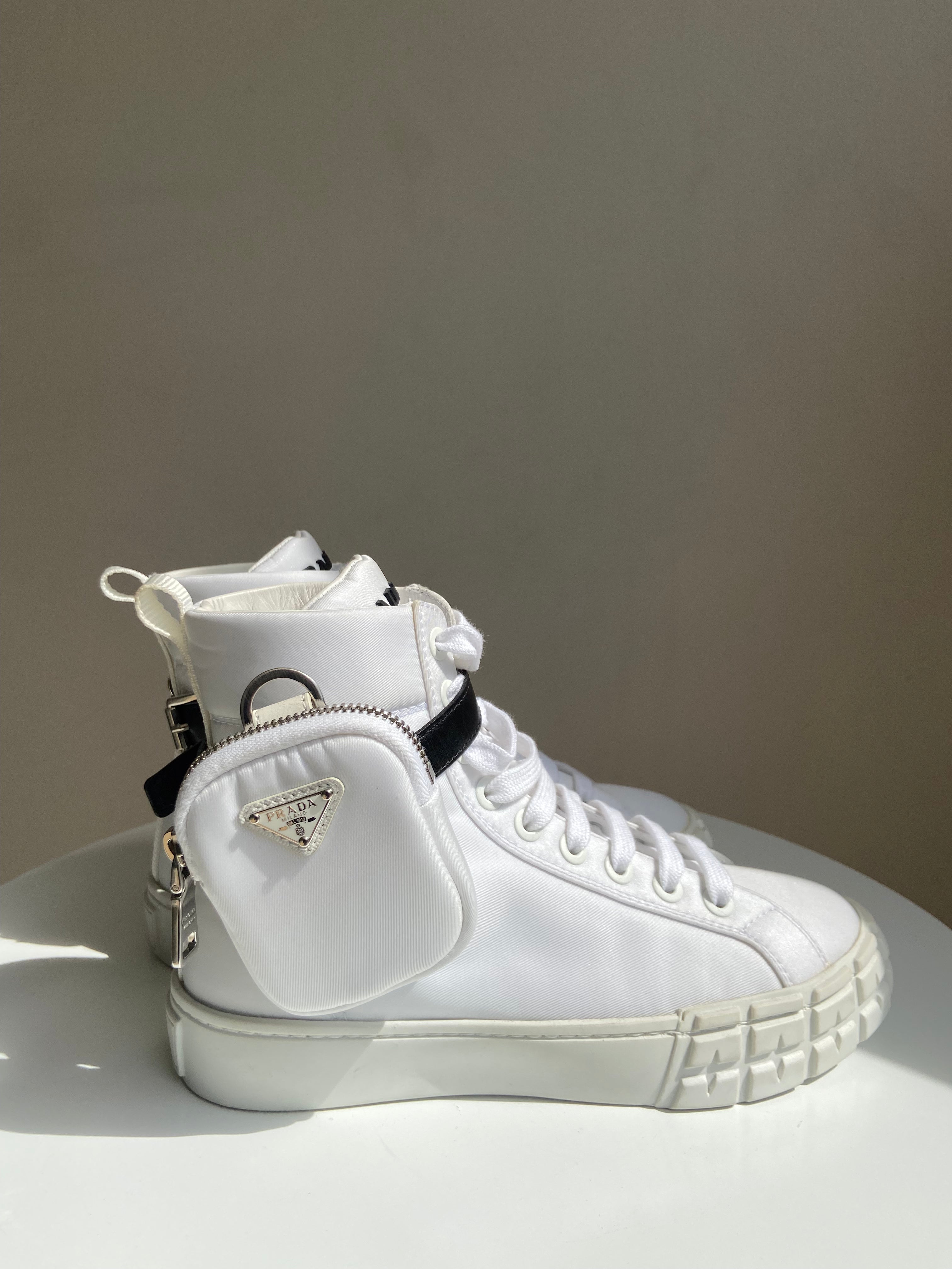 Re-Nylon gabardine high-top sneakers