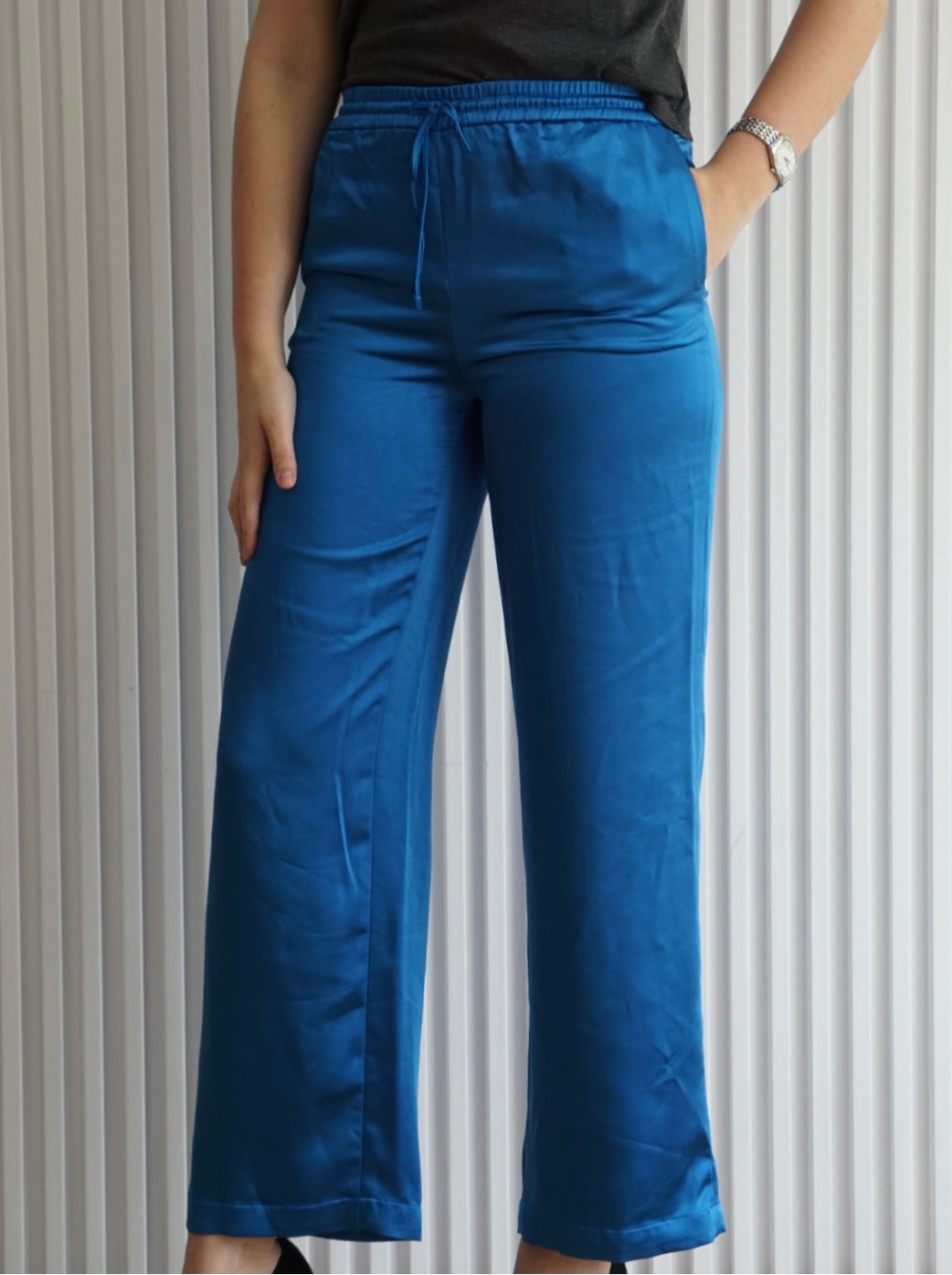 Smocked-Waist Wide-Leg Pants