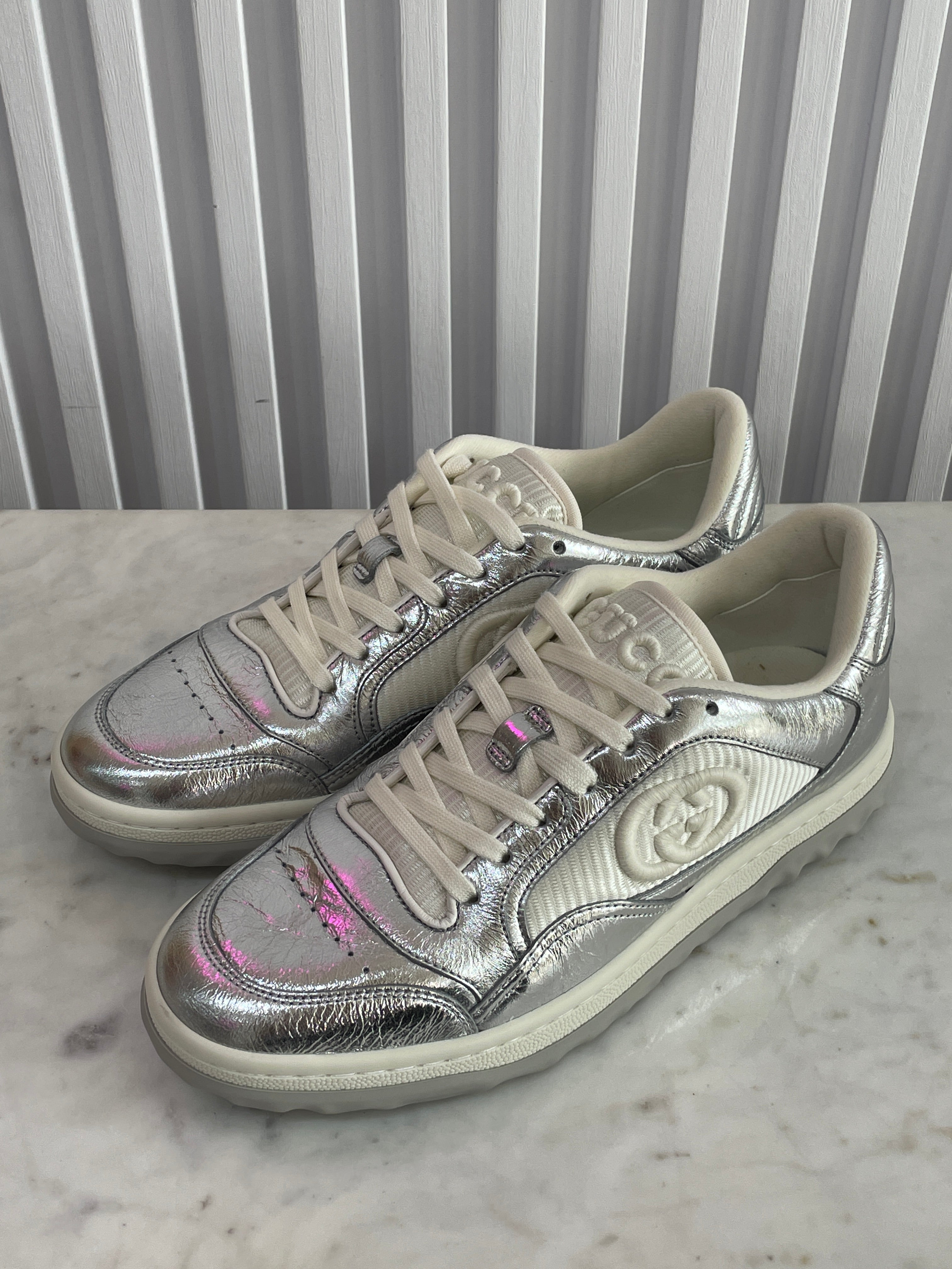 Metallic Leather Sneakers