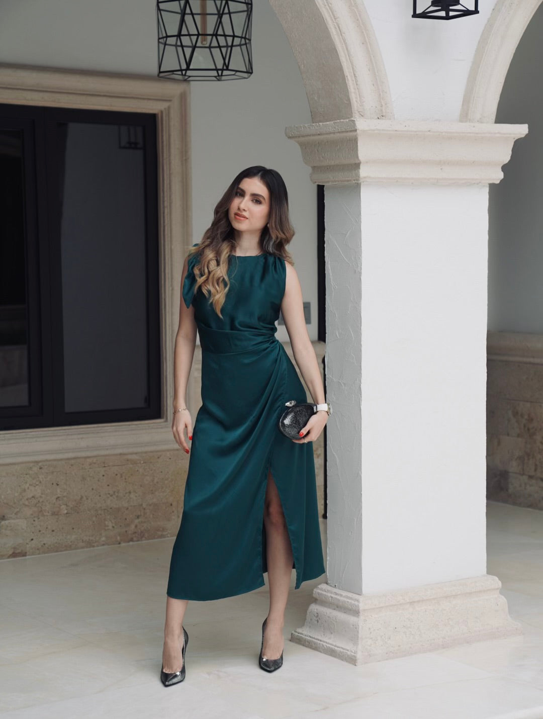 Satin Effect Midi Dress