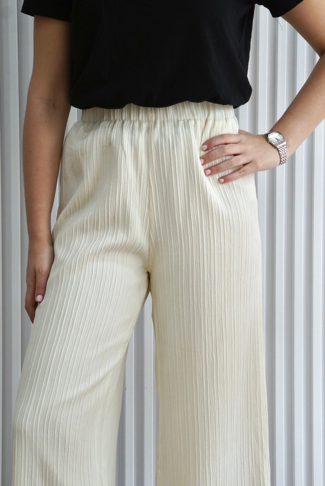 Elastic Waist Straight Leg Pants