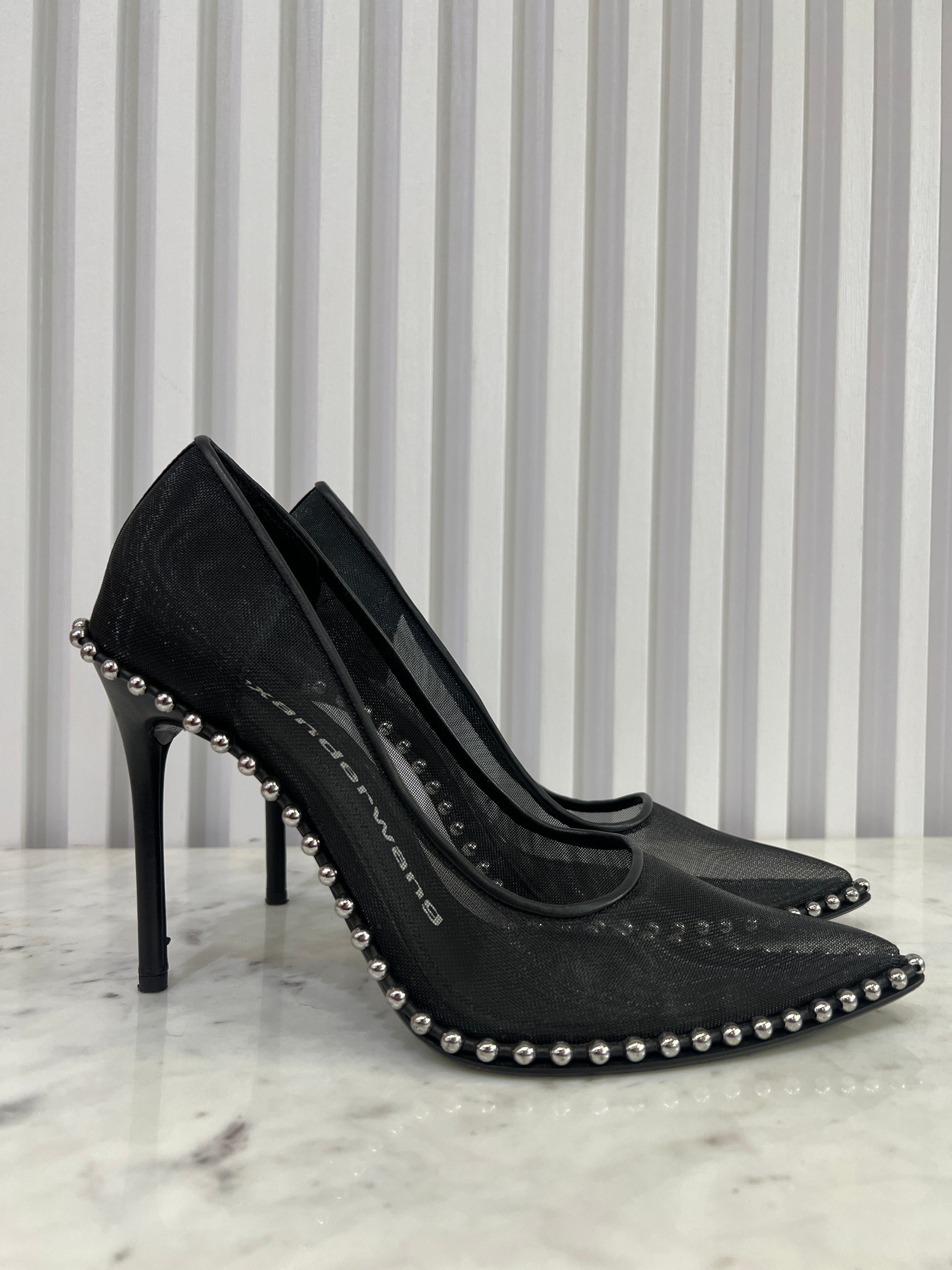 Rie Mesh Studded Pumps