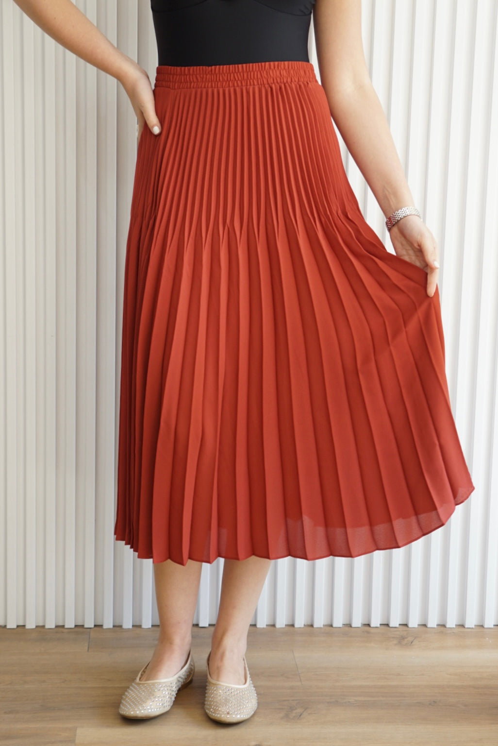 Pleated Midi Skirt