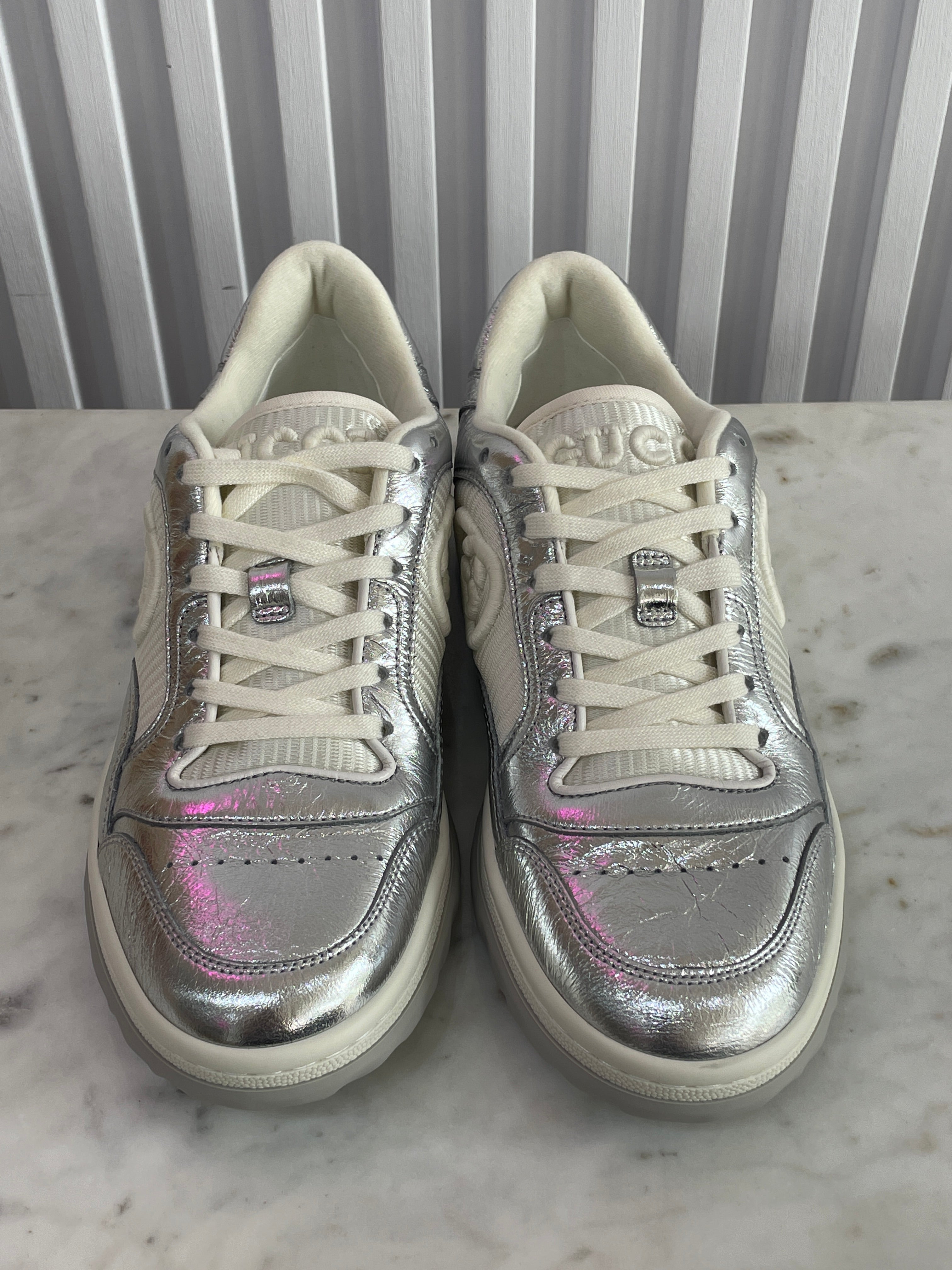 Metallic Leather Sneakers