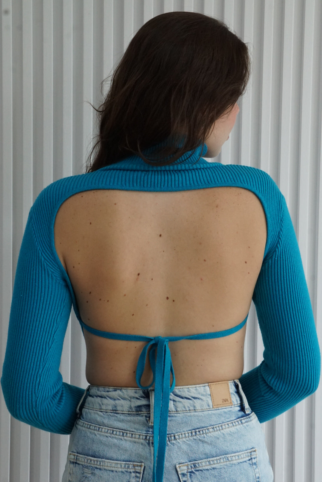 Backless Knitted Turtleneck Top