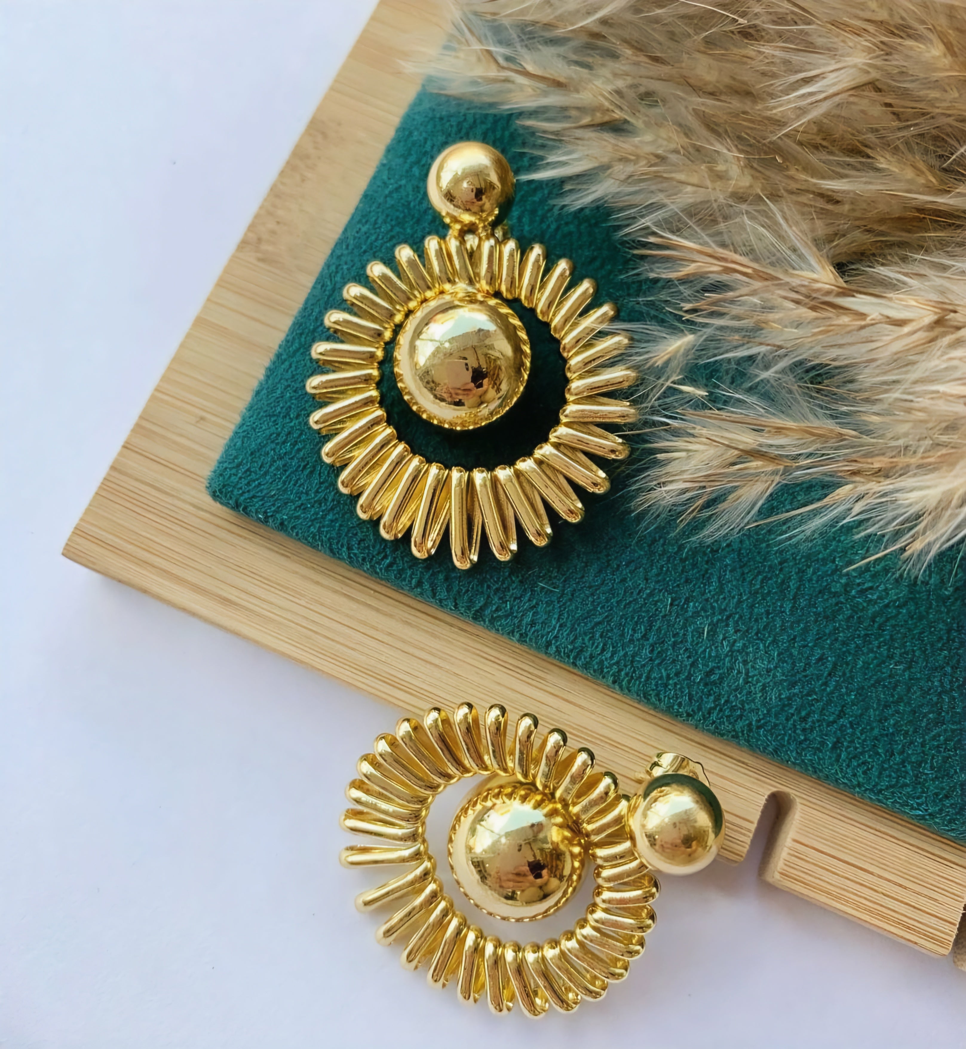 Gold Sunflower Shaped Earrings