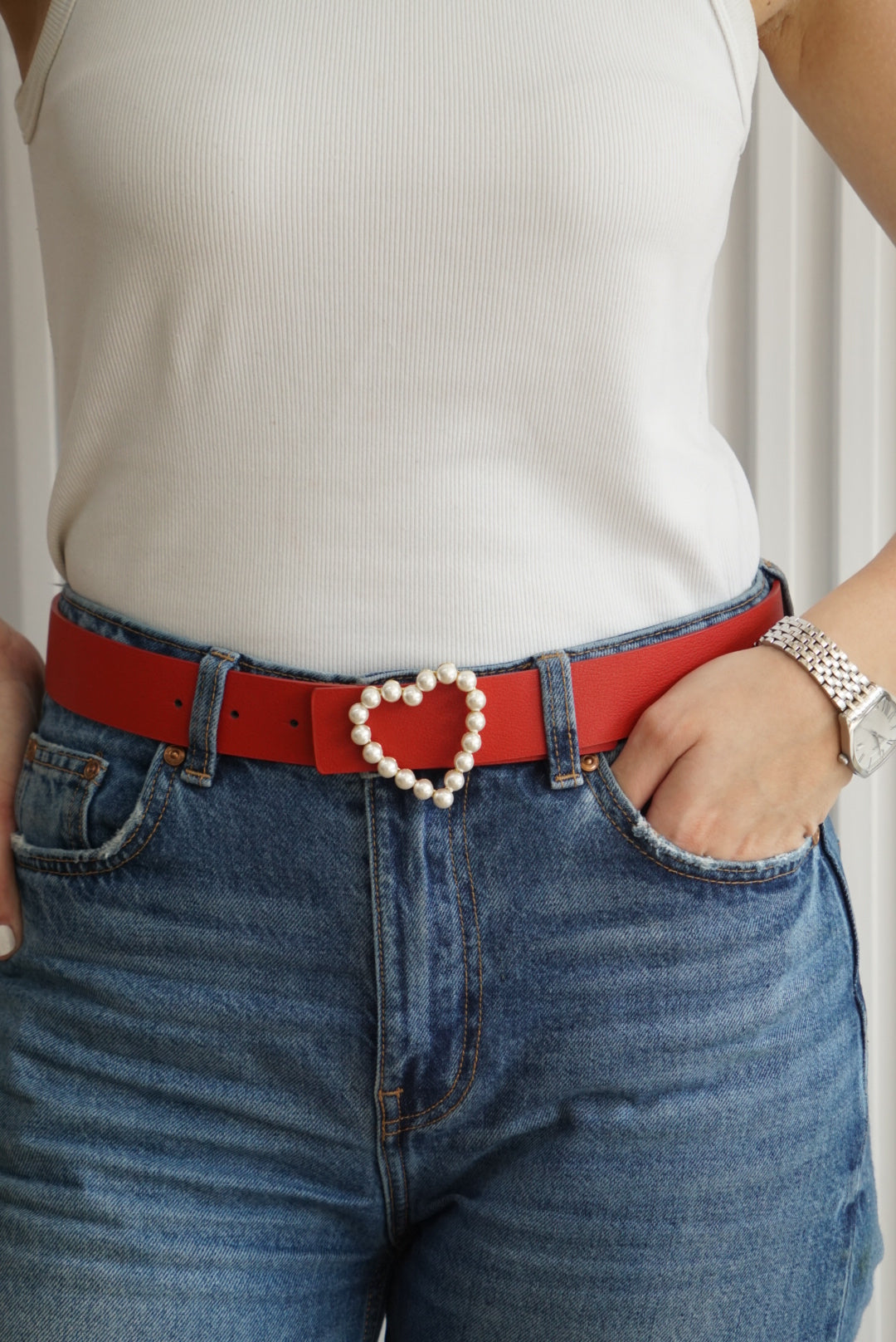 Heart Buckle Leather Belt