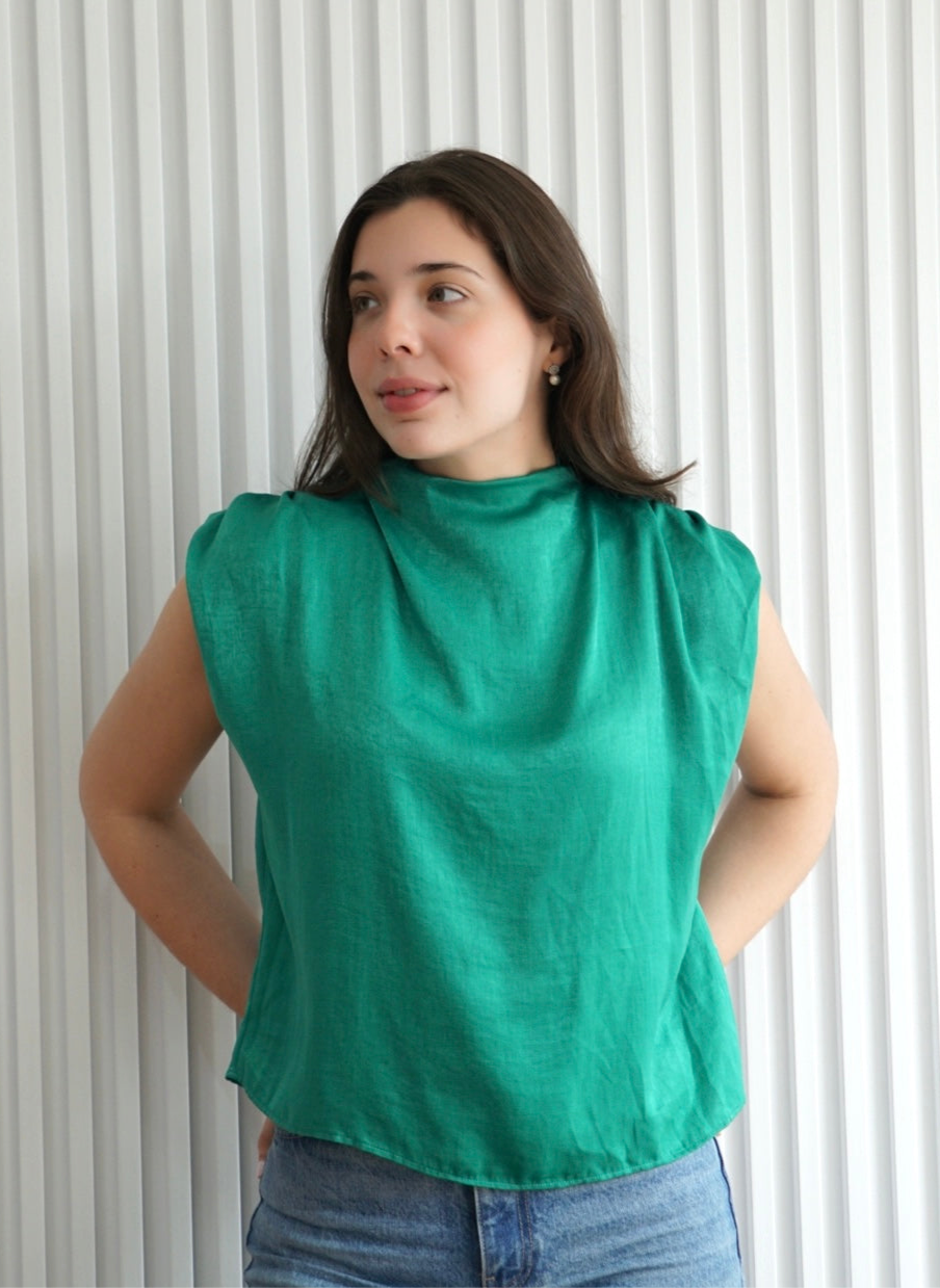 Satin Cowl Neck Top