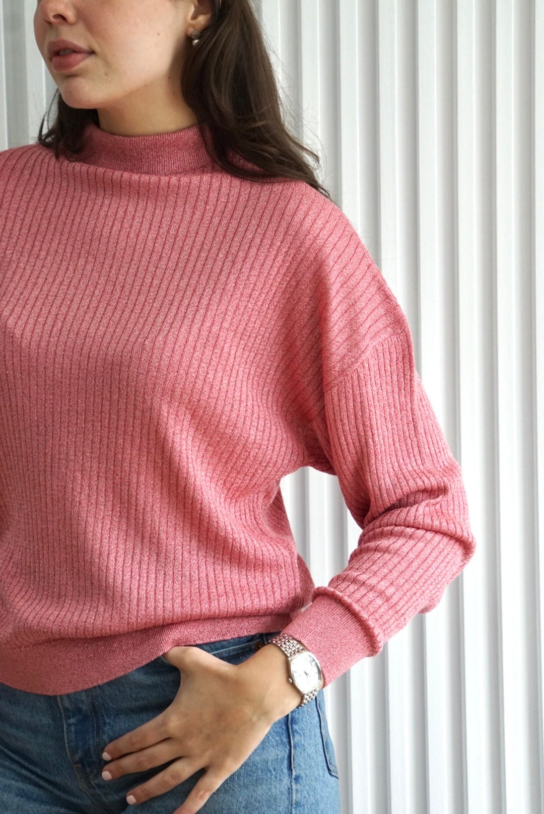 Rib High-Neck Sweater