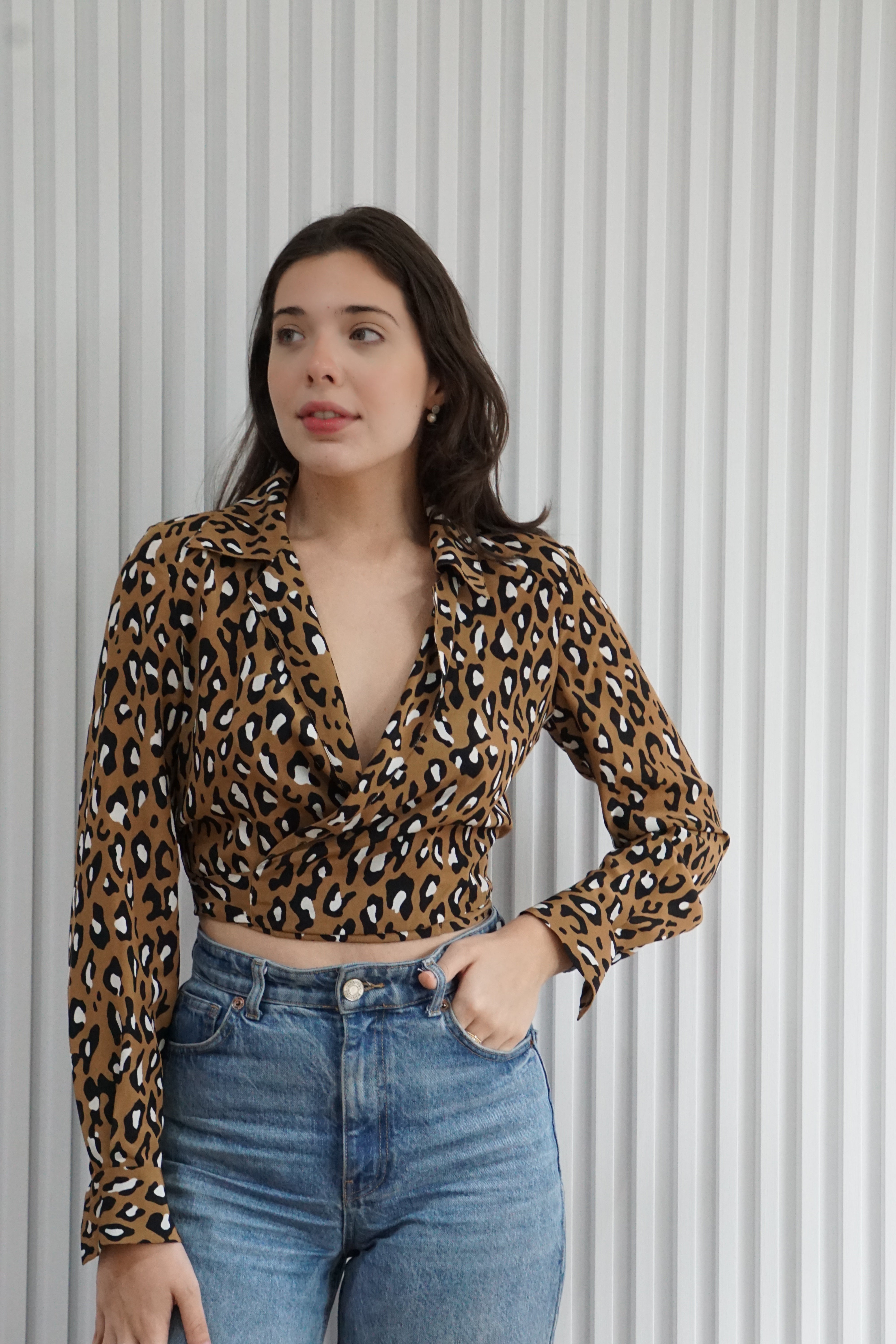 Leopard Wrap Top