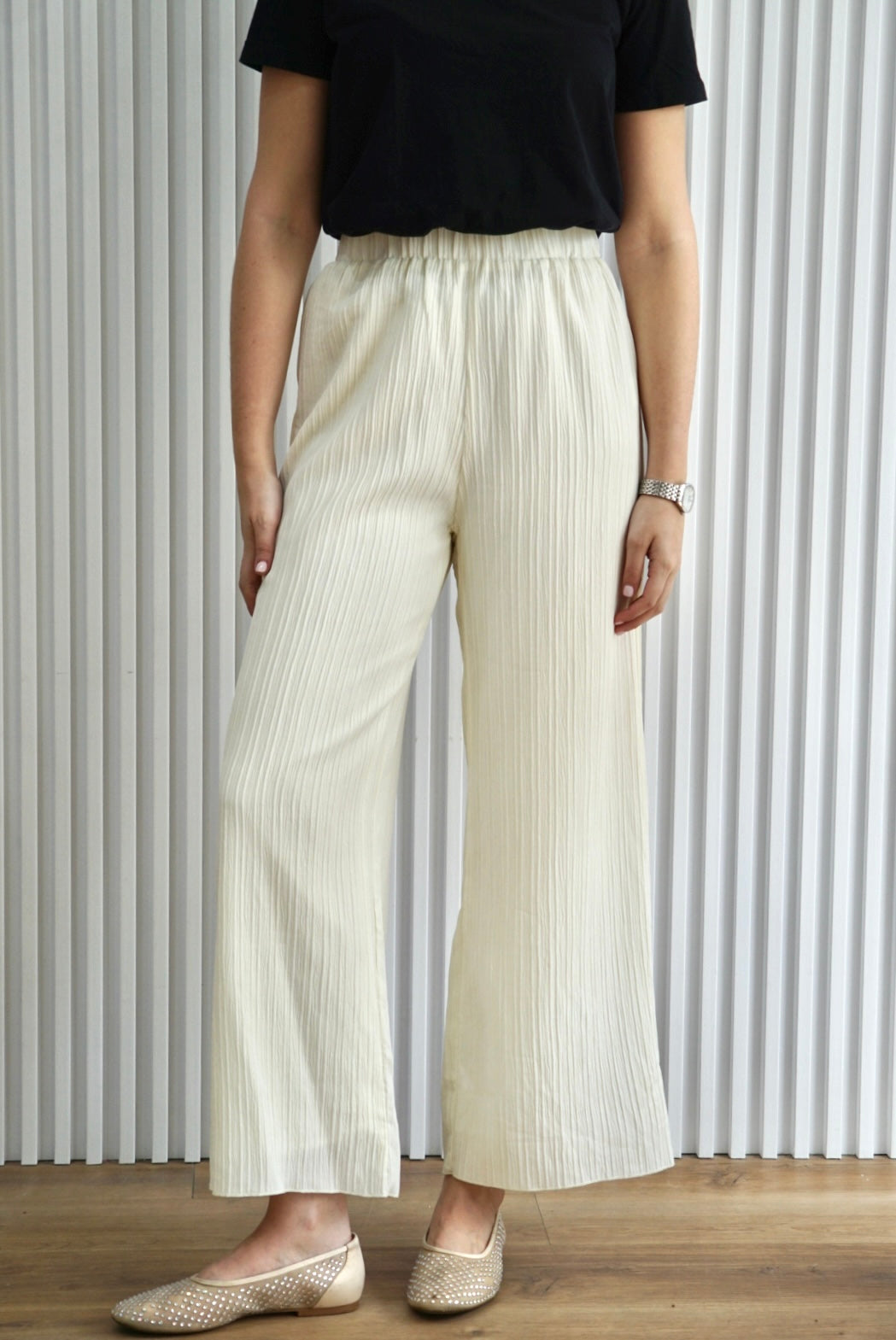 Elastic Waist Straight Leg Pants