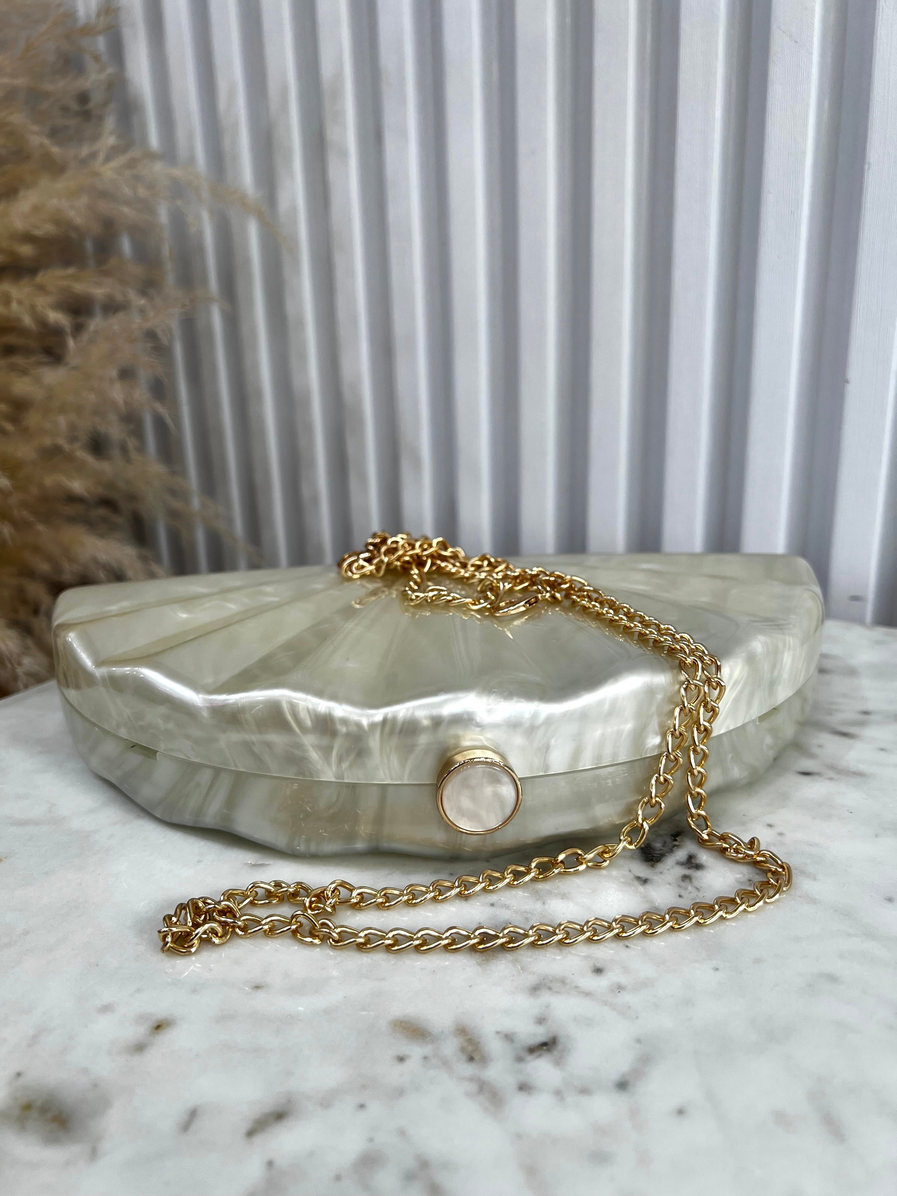 Acrylic Ivory Shell Clutch