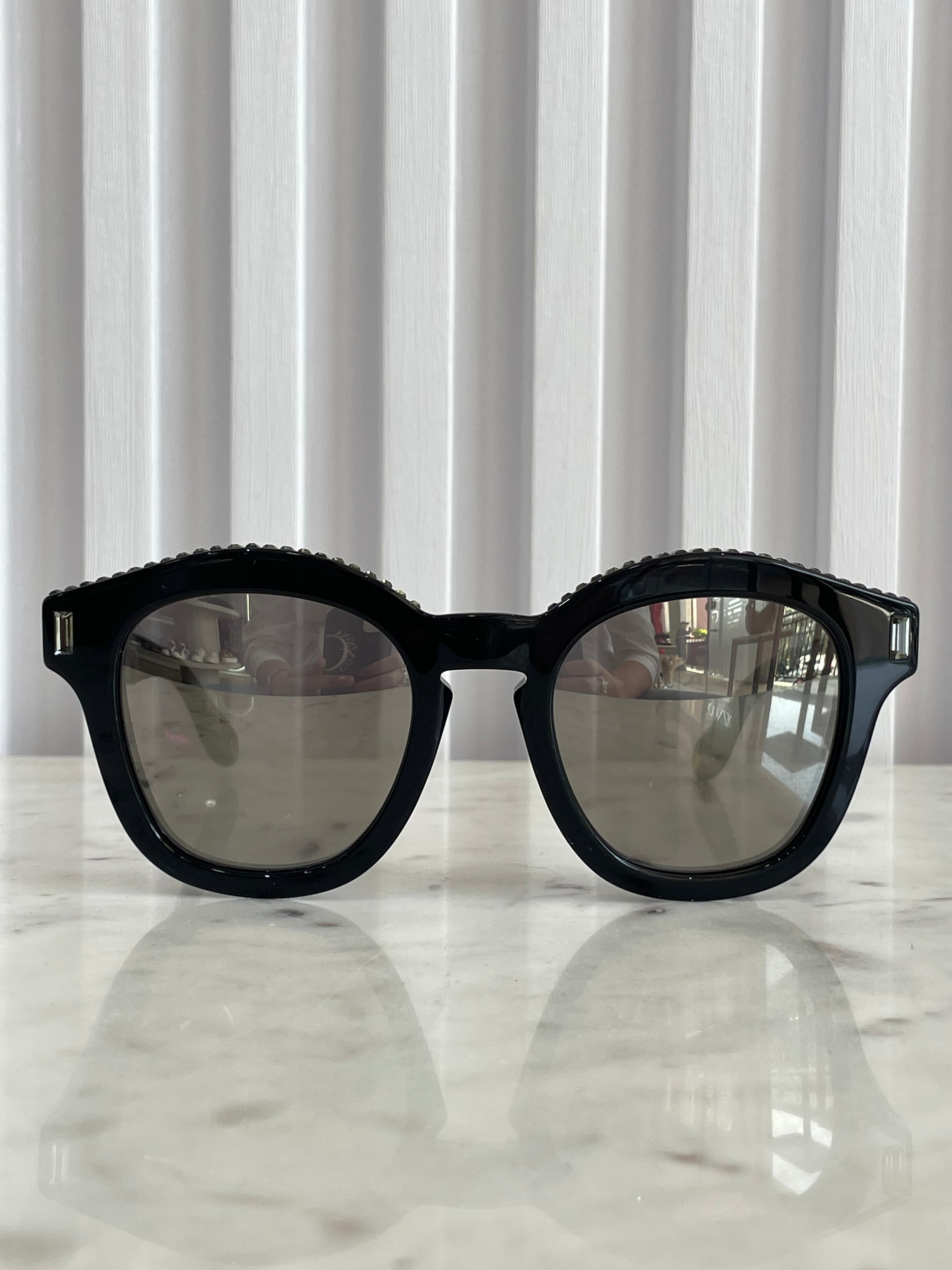 Crystal Embellishments Rim Square Sunglasses