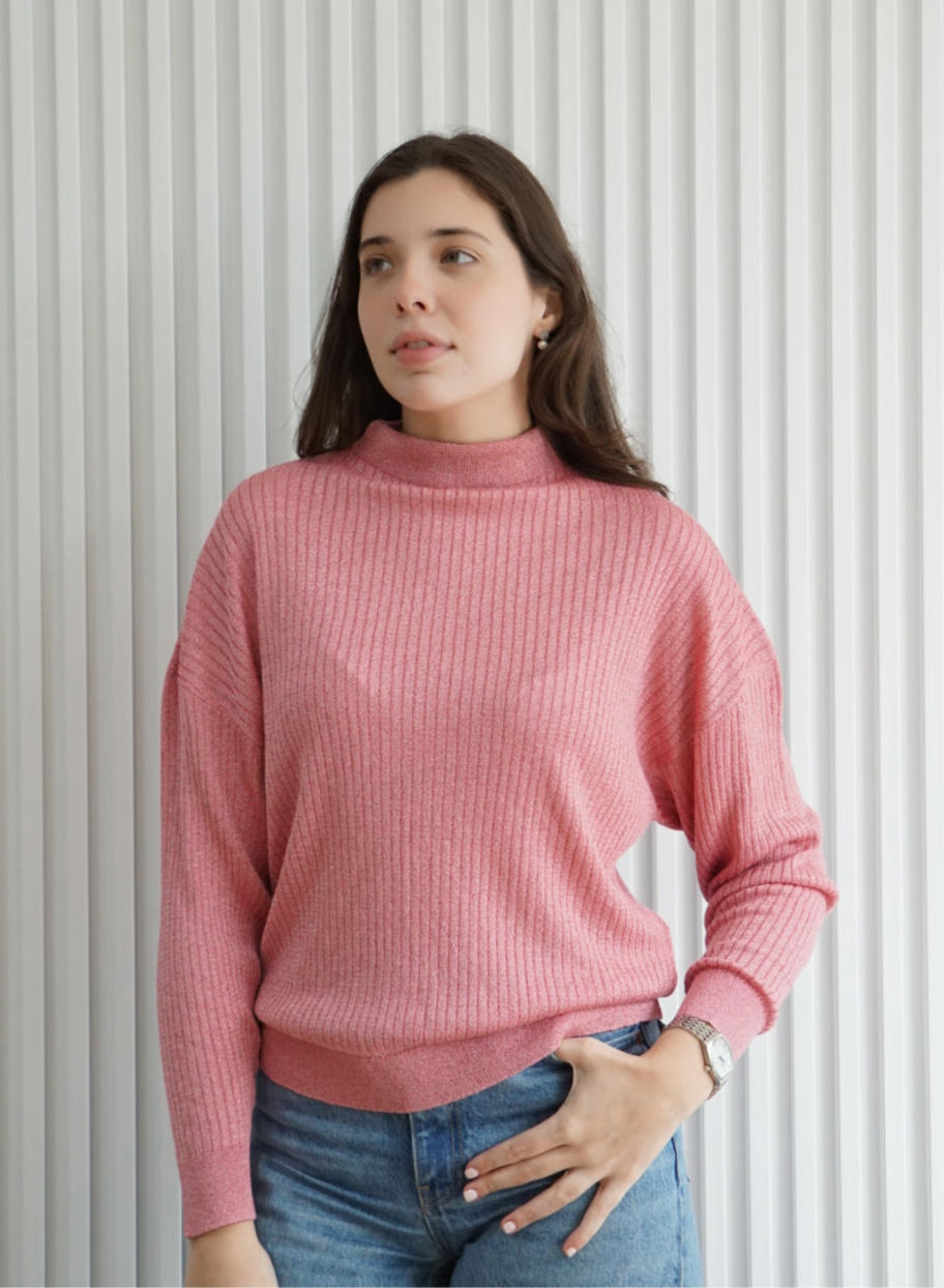 Rib High-Neck Sweater