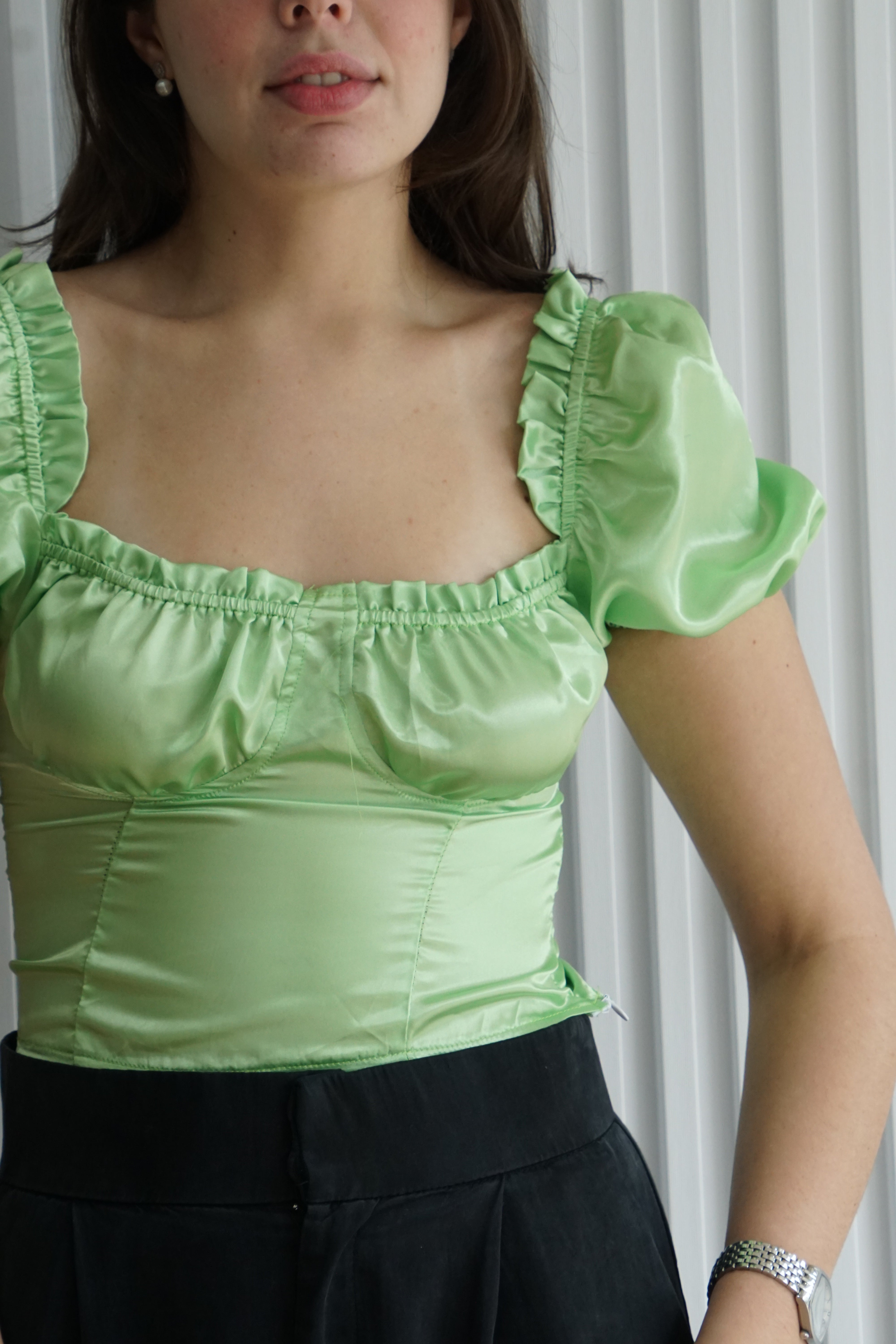 Satin Milkmaid Top